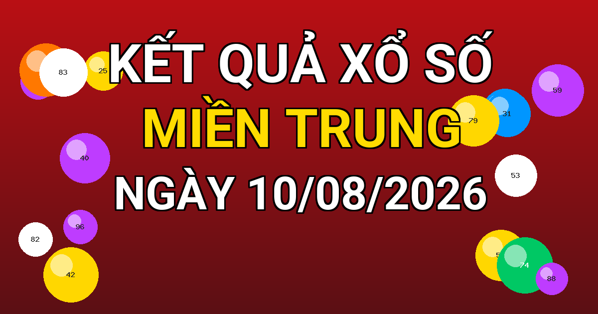 Kết quả xổ số Miền Trung ngày 10/08/2026