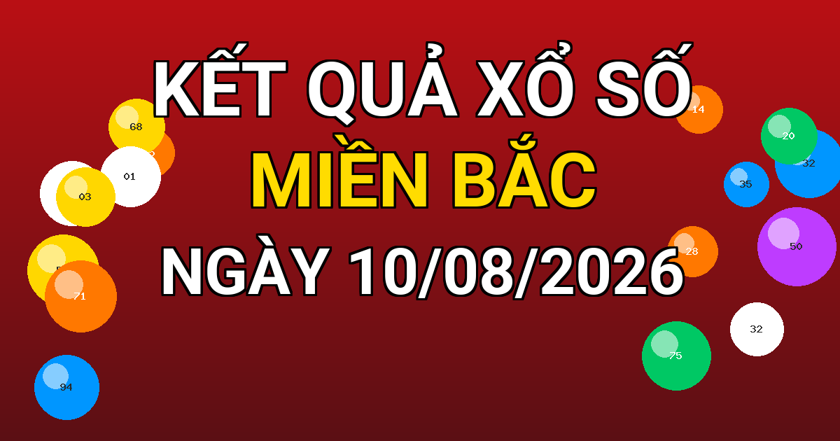 Kết quả xổ số Miền Bắc ngày 10/08/2026