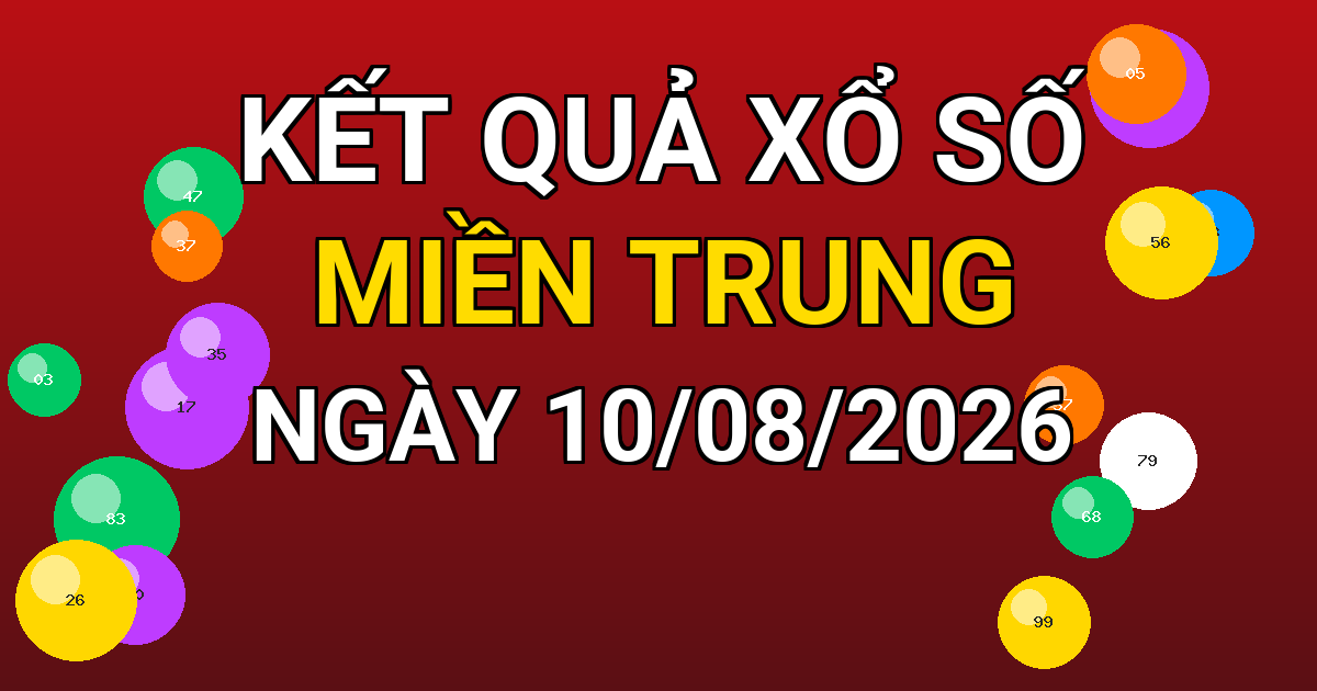 Kết quả xổ số Miền Trung ngày 10/08/2026