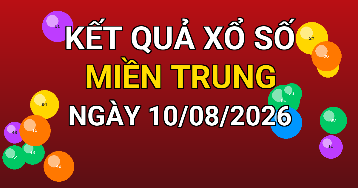 Kết quả xổ số Miền Trung ngày 10/08/2026