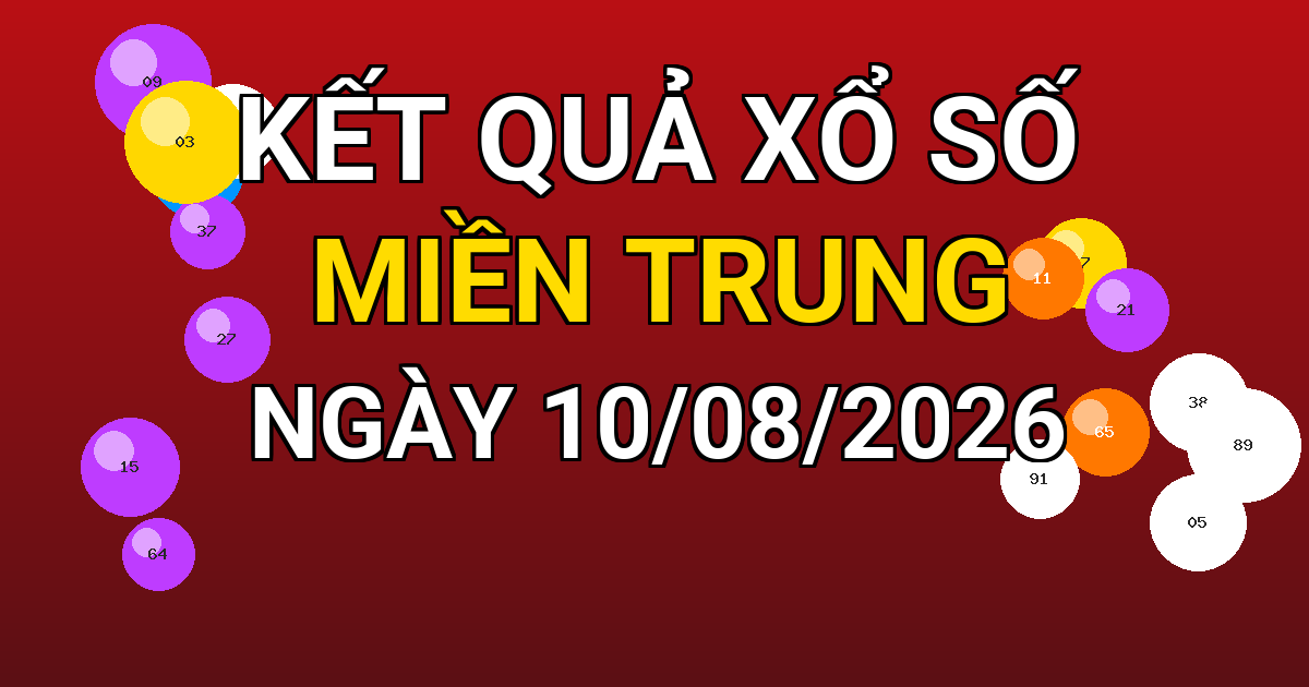 Kết quả xổ số Miền Trung ngày 10/08/2026