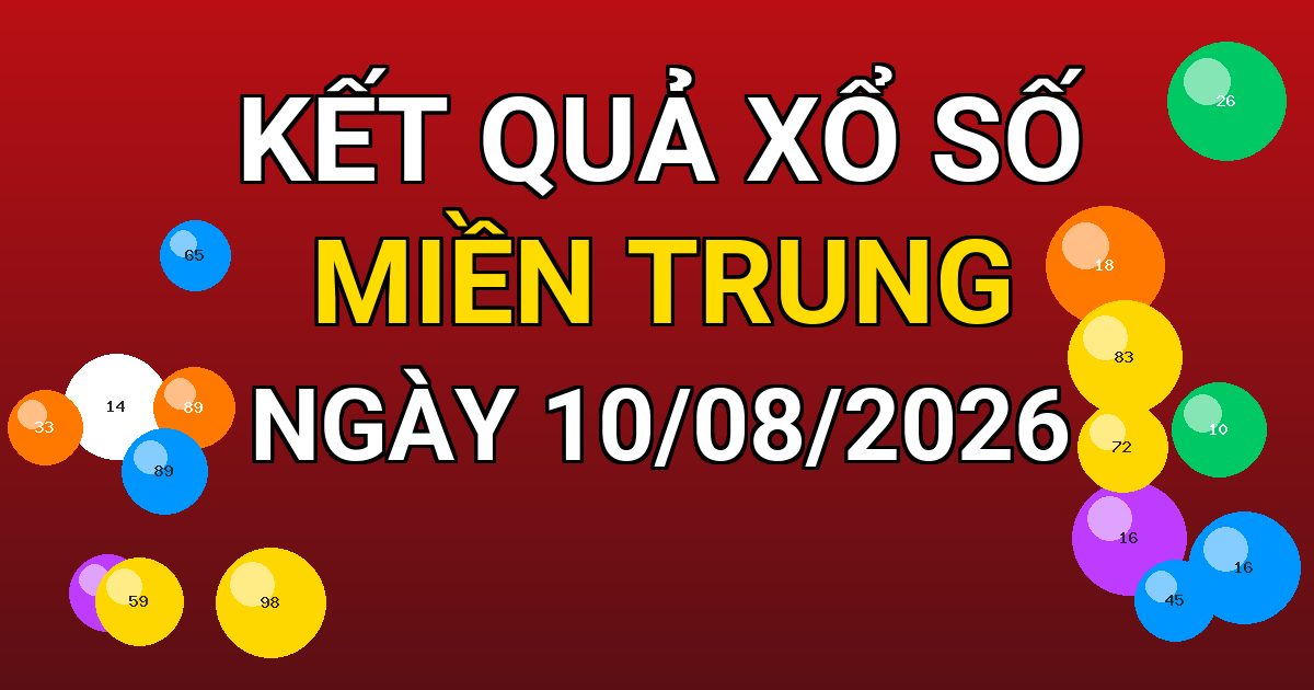 Kết quả xổ số Miền Trung ngày 10/08/2026