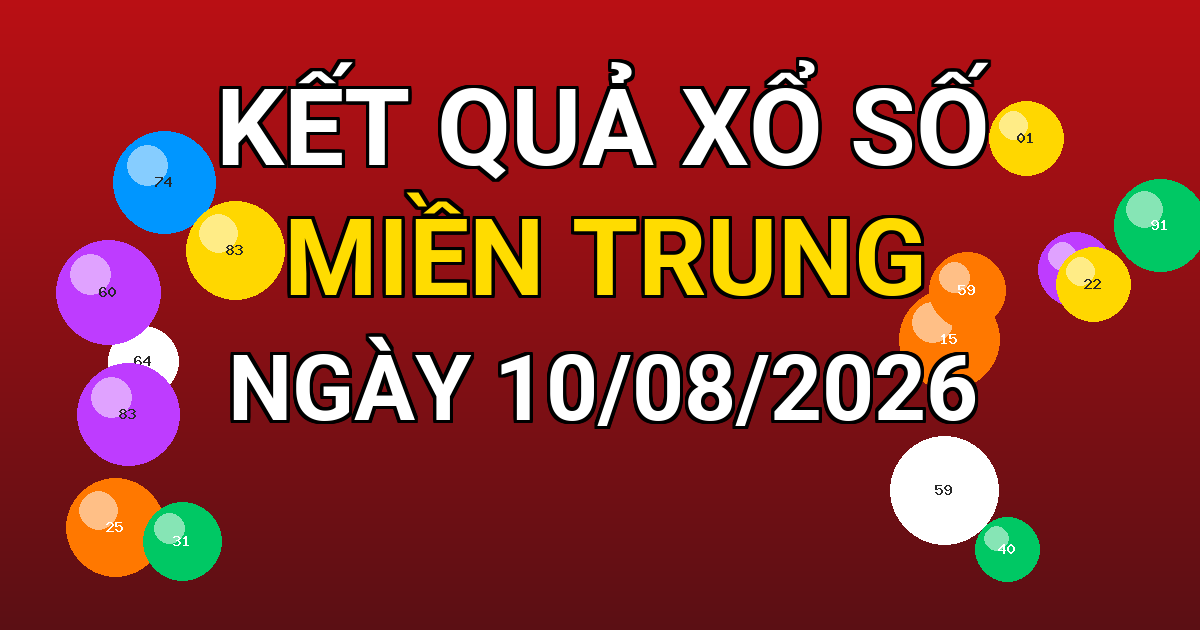 Kết quả xổ số Miền Trung ngày 10/08/2026