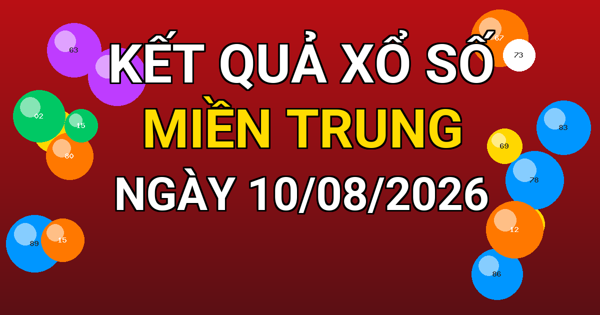 Kết quả xổ số Miền Trung ngày 10/08/2026