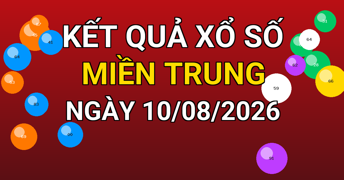 Kết quả xổ số Miền Trung ngày 10/08/2026