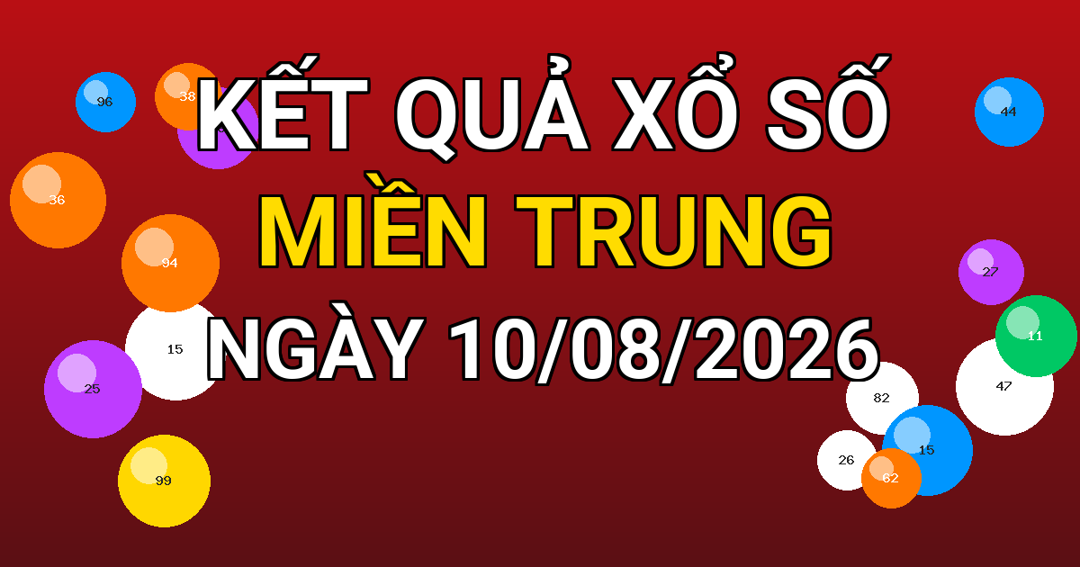 Kết quả xổ số Miền Trung ngày 10/08/2026
