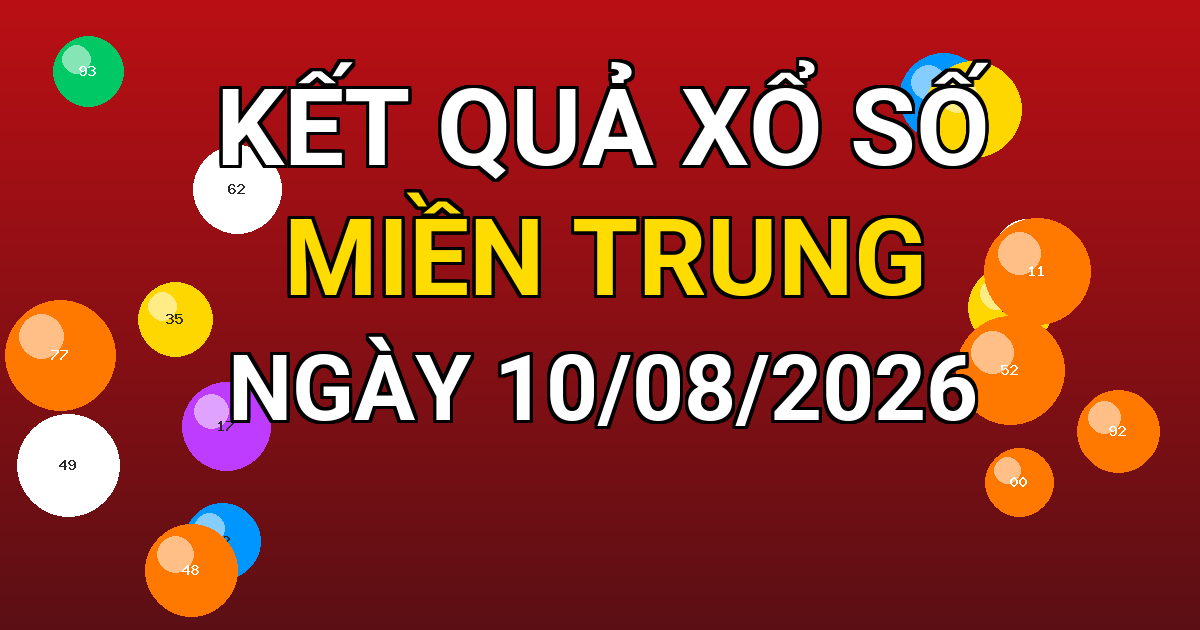 Kết quả xổ số Miền Trung ngày 10/08/2026