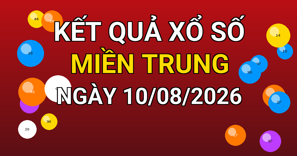 Kết quả xổ số Miền Trung ngày 10/08/2026