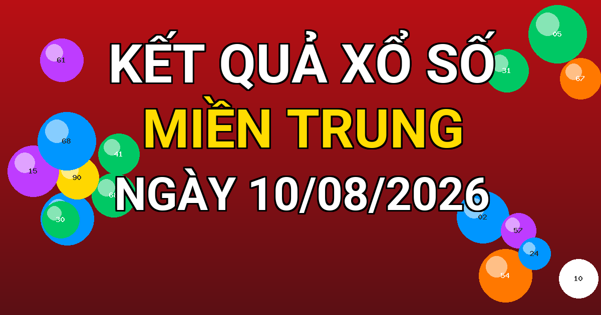Kết quả xổ số Miền Trung ngày 10/08/2026