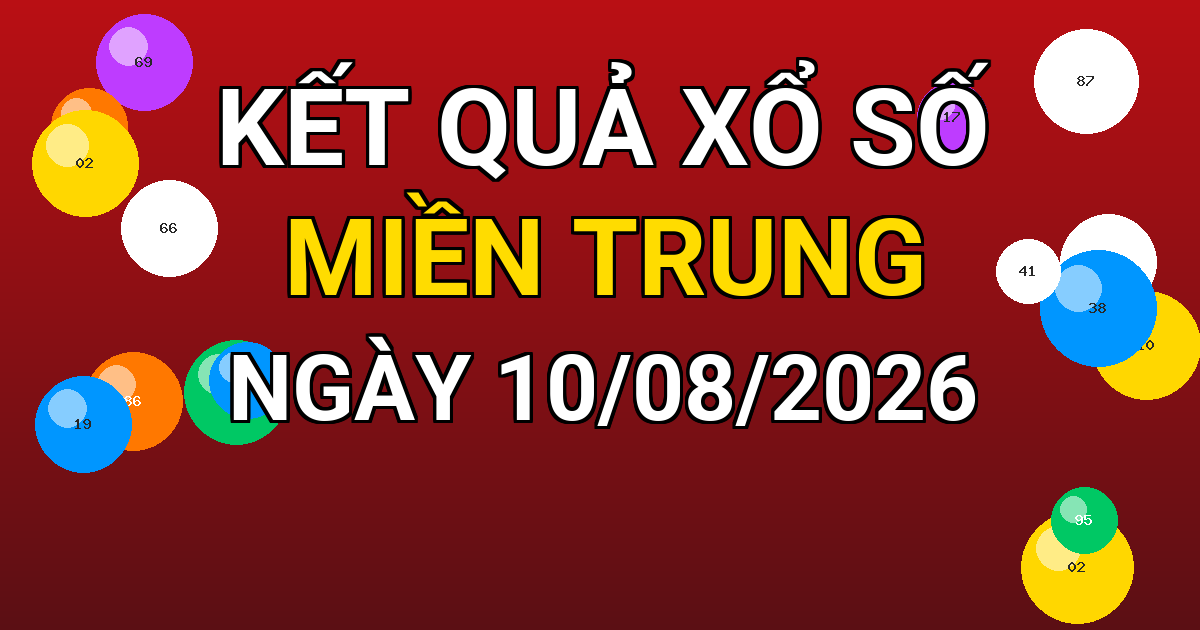 Kết quả xổ số Miền Trung ngày 10/08/2026