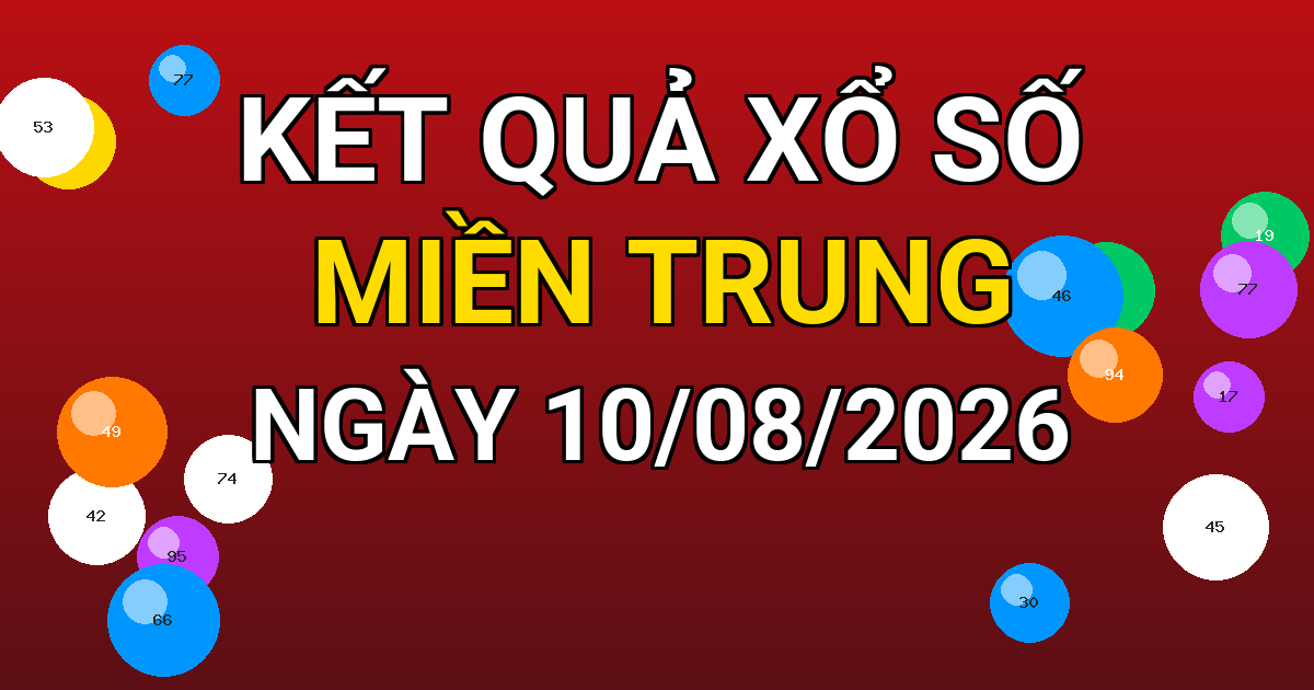 Kết quả xổ số Miền Trung ngày 10/08/2026