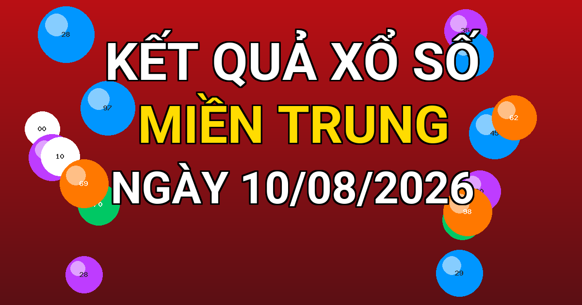 Kết quả xổ số Miền Trung ngày 10/08/2026