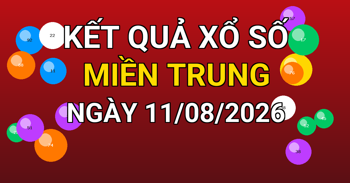 Kết quả xổ số Miền Trung ngày 11/08/2026