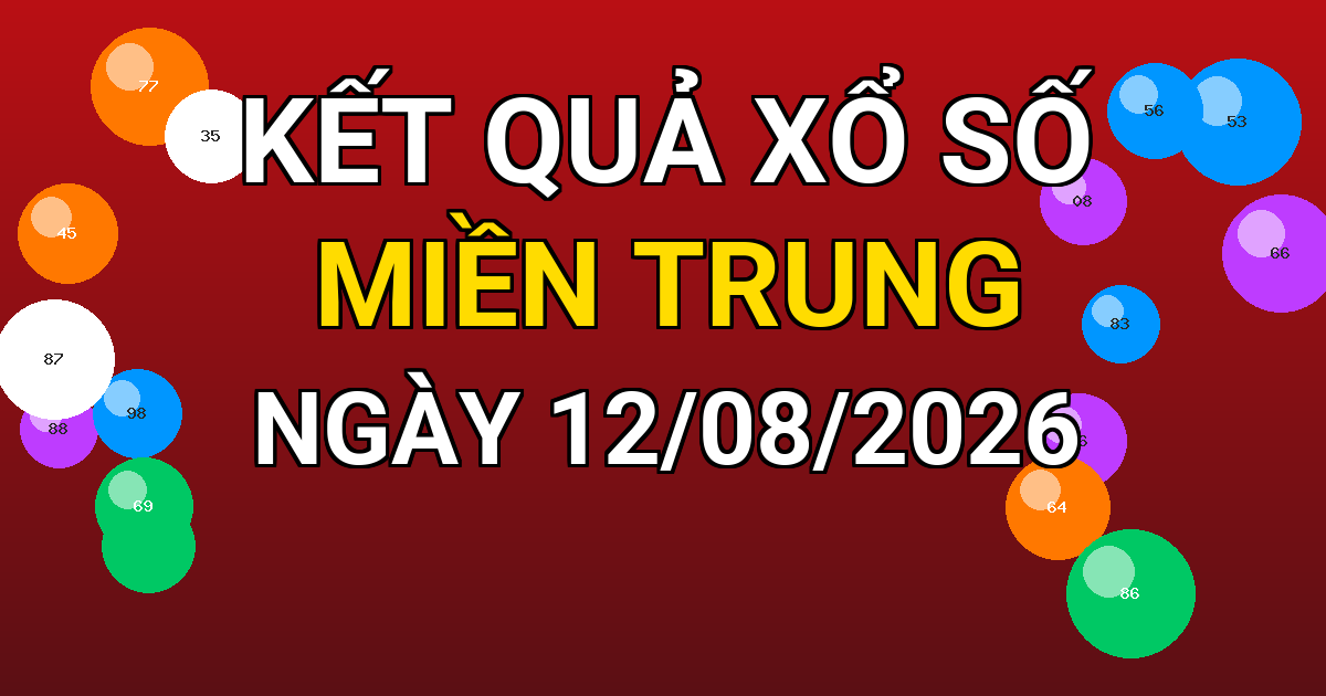 Kết quả xổ số Miền Trung ngày 12/08/2026