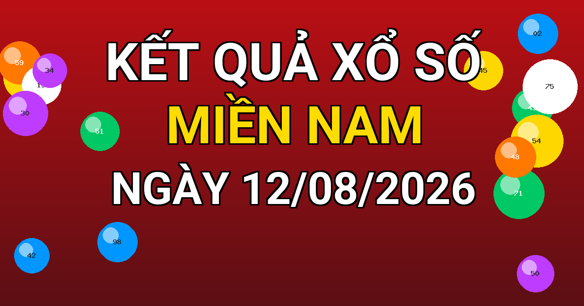 Kết quả xổ số Miền Nam ngày 12/08/2026