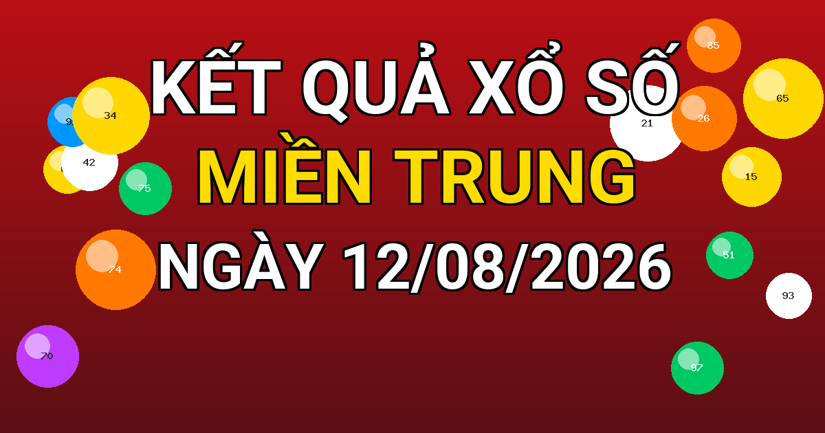 Kết quả xổ số Miền Trung ngày 12/08/2026