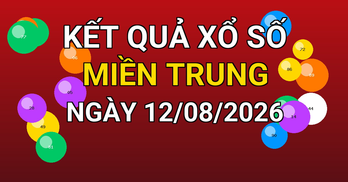 Kết quả xổ số Miền Trung ngày 12/08/2026