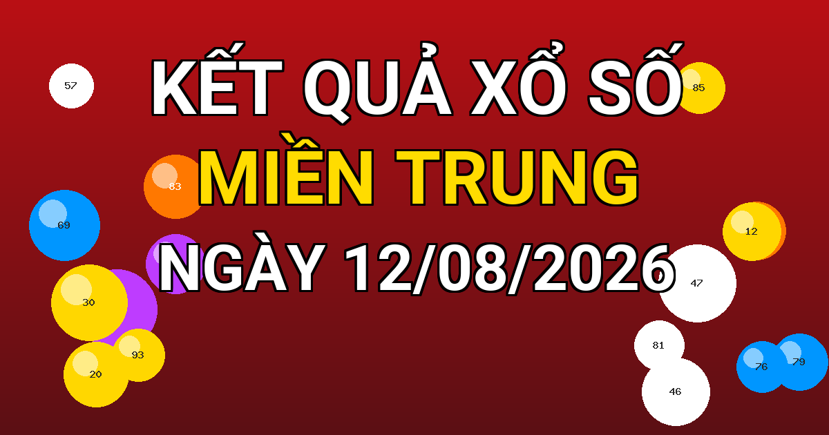 Kết quả xổ số Miền Trung ngày 12/08/2026