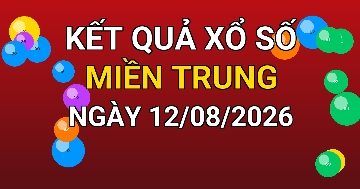 Kết quả xổ số Miền Trung ngày 12/08/2026