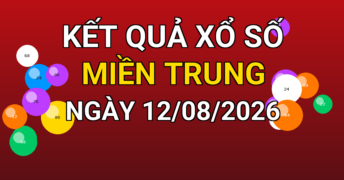 Kết quả xổ số Miền Trung ngày 12/08/2026