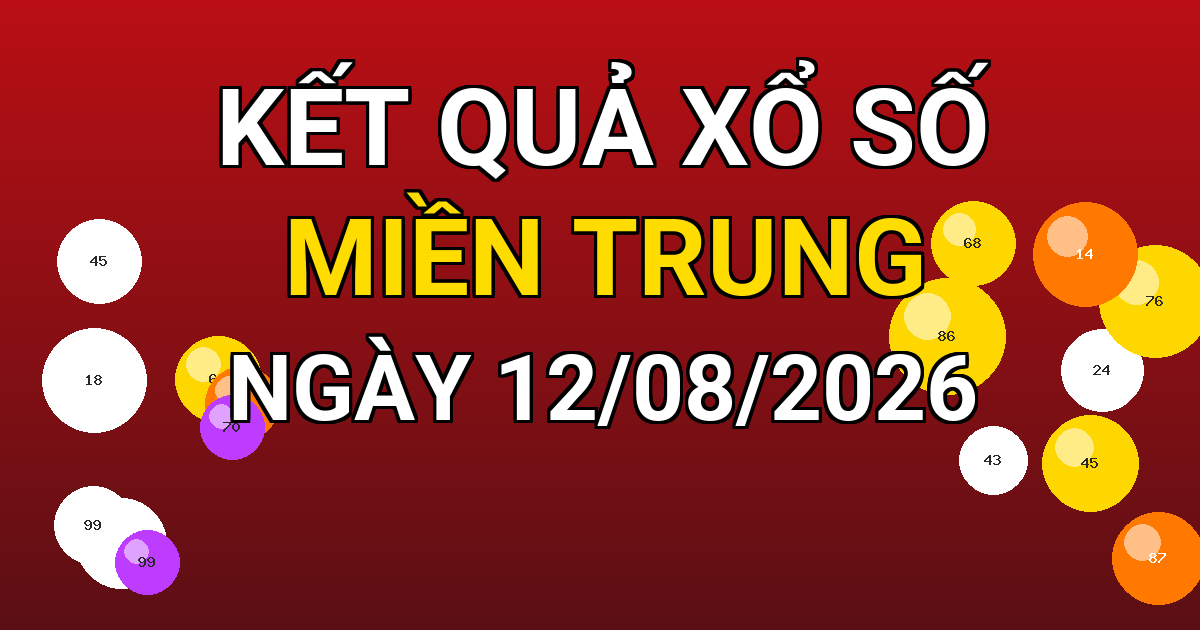Kết quả xổ số Miền Trung ngày 12/08/2026
