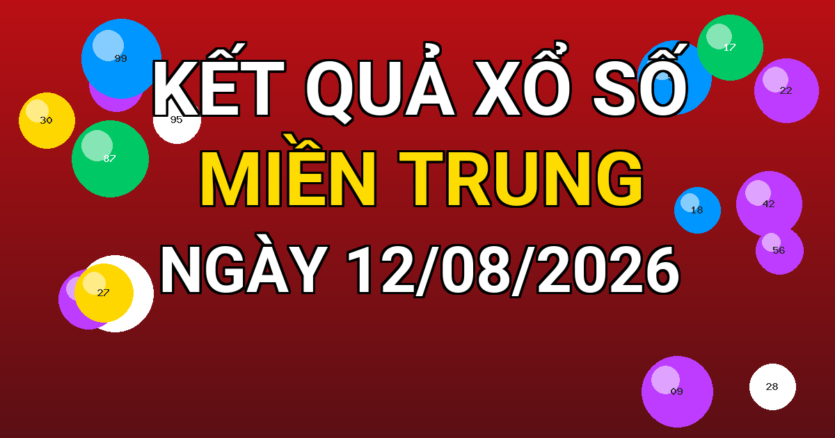 Kết quả xổ số Miền Trung ngày 12/08/2026
