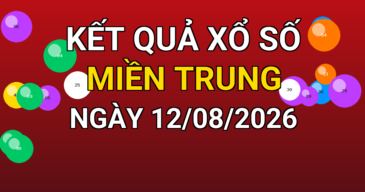 Kết quả xổ số Miền Trung ngày 12/08/2026