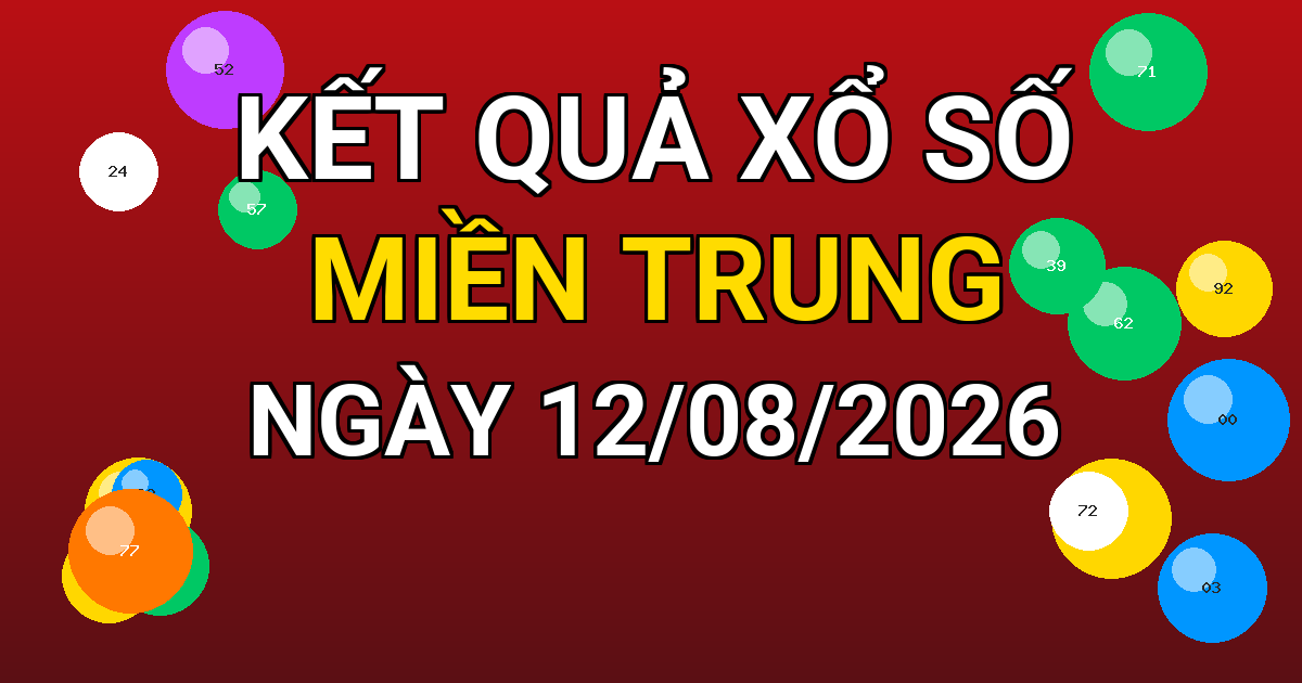 Kết quả xổ số Miền Trung ngày 12/08/2026