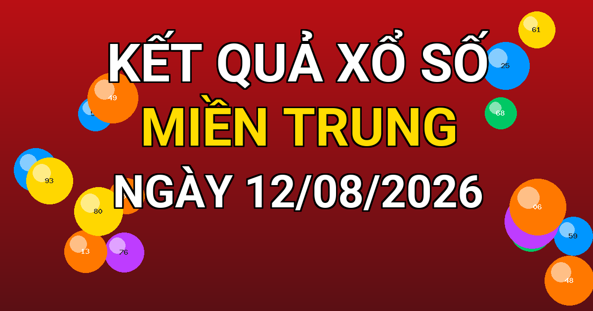 Kết quả xổ số Miền Trung ngày 12/08/2026