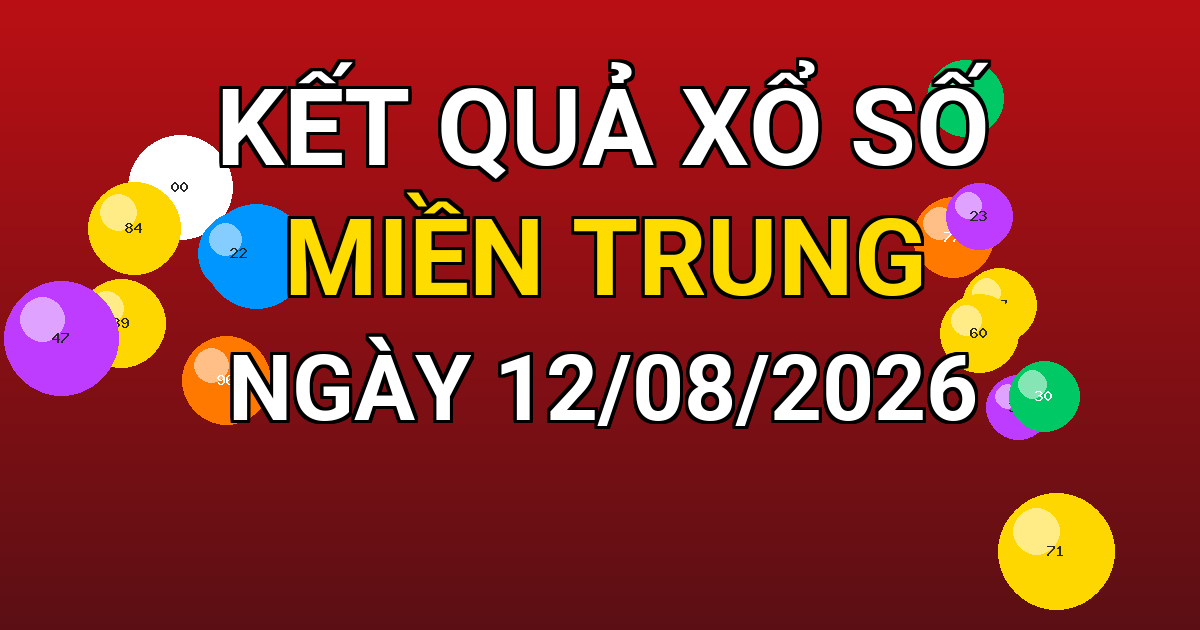 Kết quả xổ số Miền Trung ngày 12/08/2026
