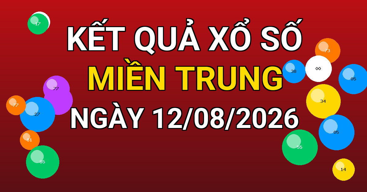 Kết quả xổ số Miền Trung ngày 12/08/2026