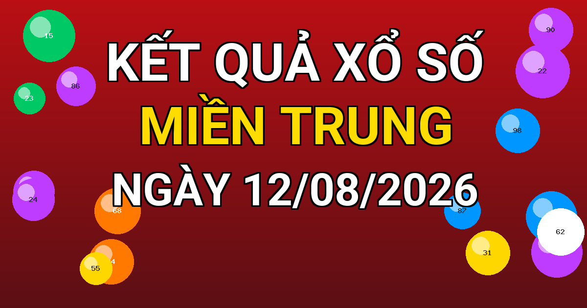 Kết quả xổ số Miền Trung ngày 12/08/2026