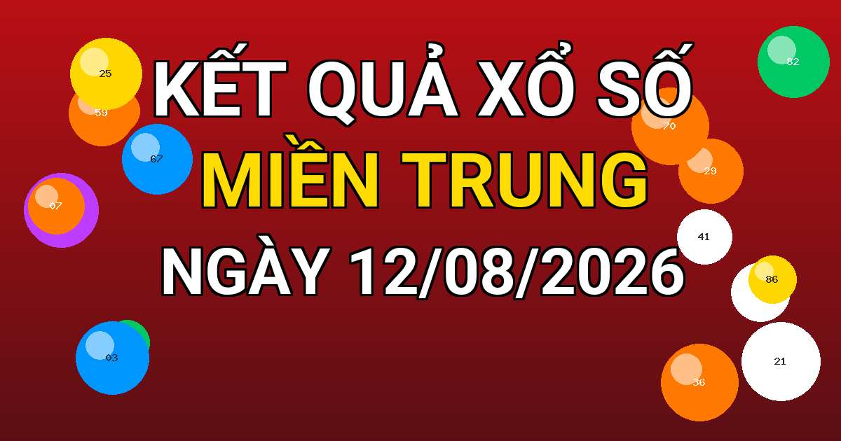 Kết quả xổ số Miền Trung ngày 12/08/2026