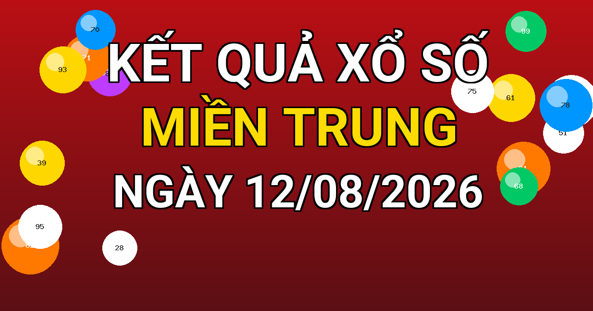 Kết quả xổ số Miền Trung ngày 12/08/2026