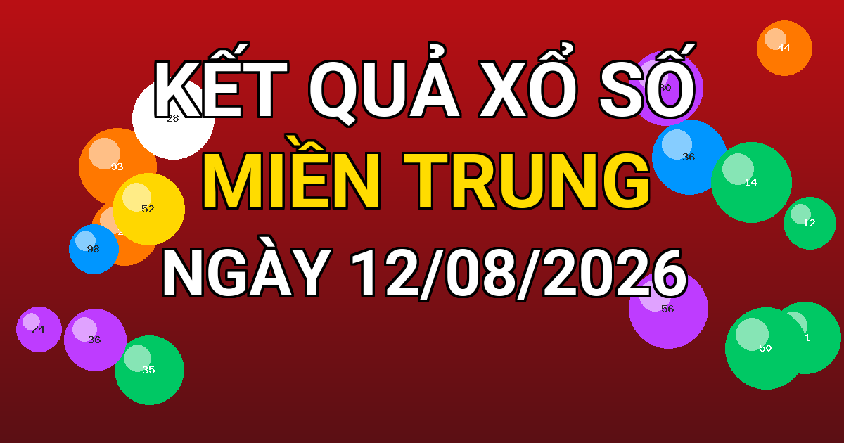Kết quả xổ số Miền Trung ngày 12/08/2026