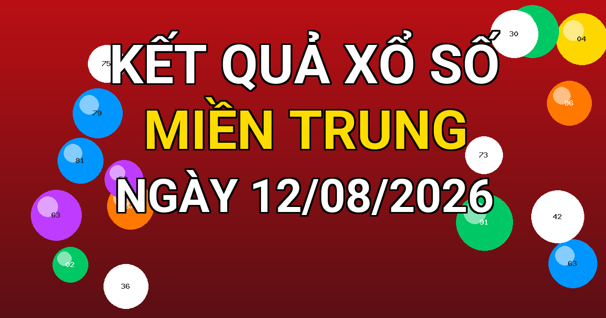 Kết quả xổ số Miền Trung ngày 12/08/2026