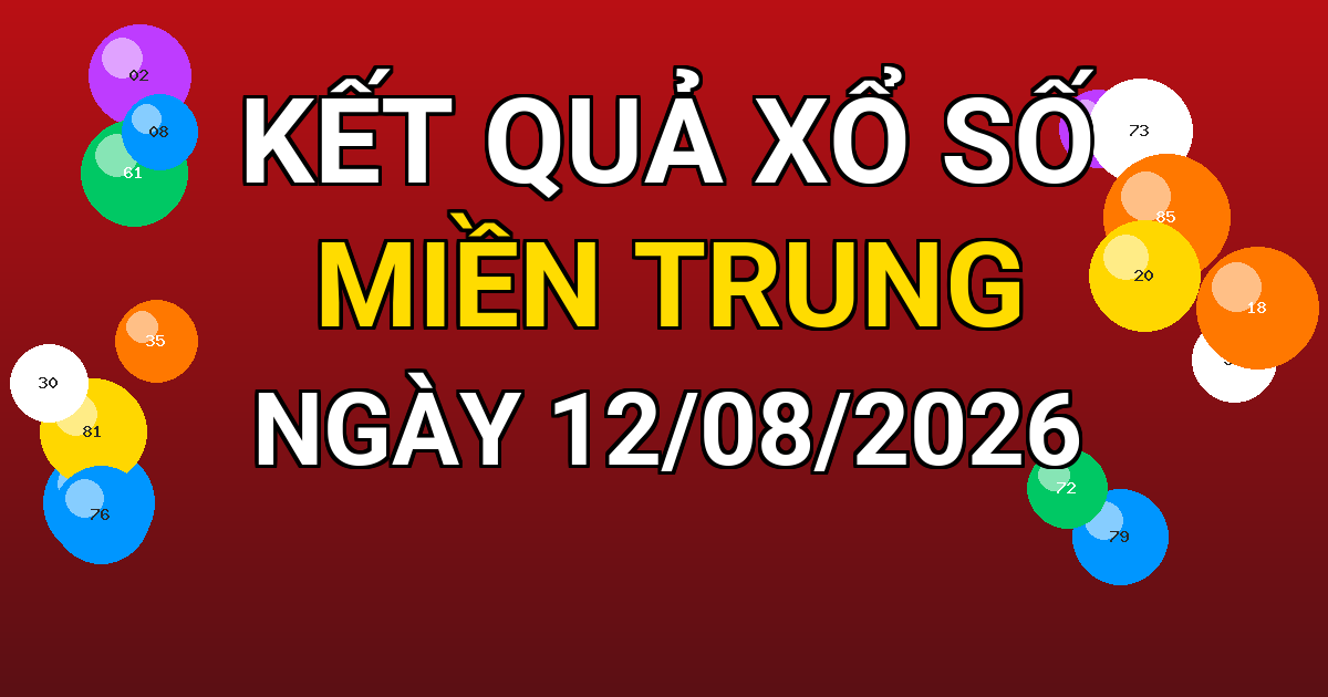 Kết quả xổ số Miền Trung ngày 12/08/2026