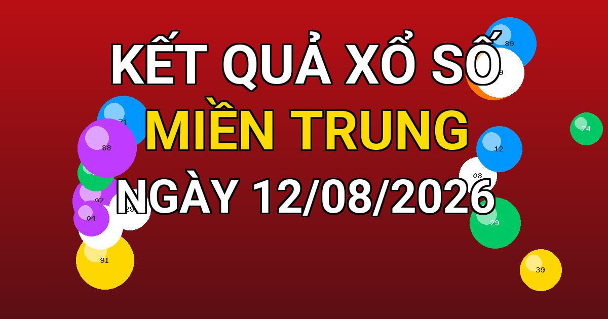Kết quả xổ số Miền Trung ngày 12/08/2026