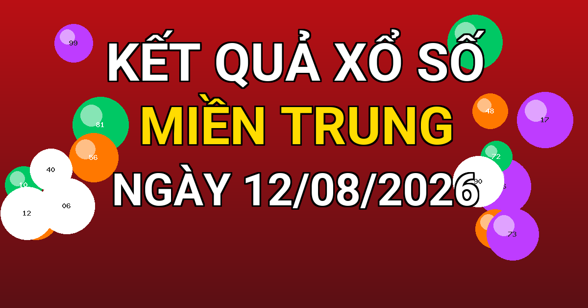 Kết quả xổ số Miền Trung ngày 12/08/2026