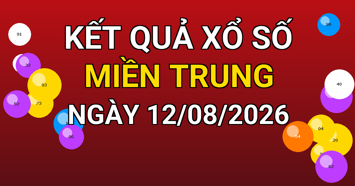 Kết quả xổ số Miền Trung ngày 12/08/2026