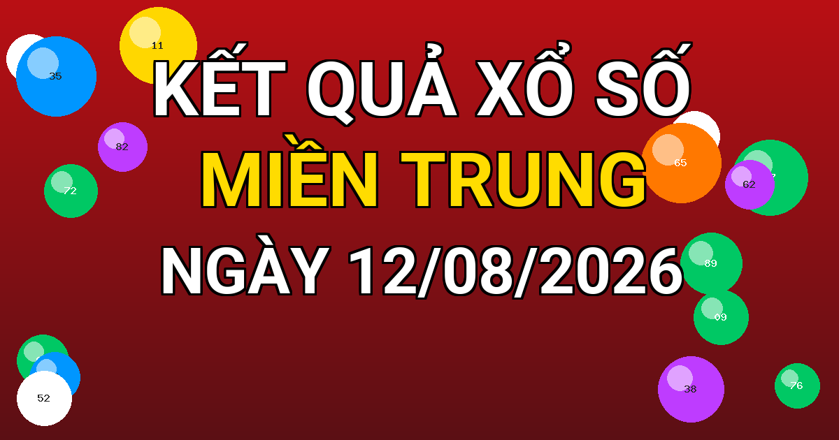 Kết quả xổ số Miền Trung ngày 12/08/2026