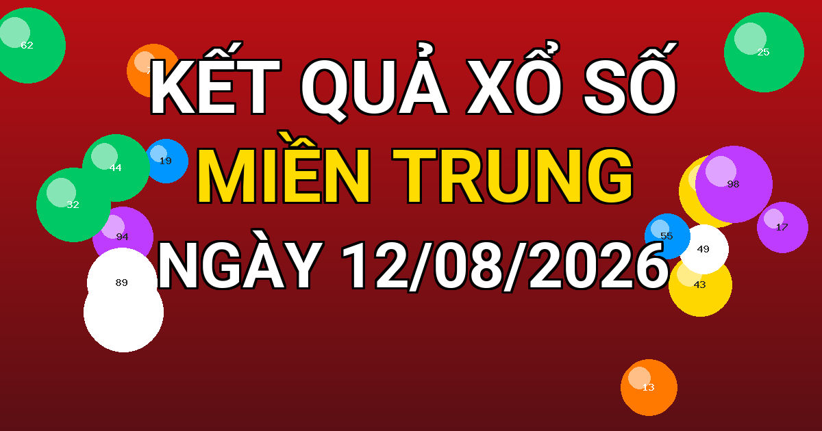 Kết quả xổ số Miền Trung ngày 12/08/2026