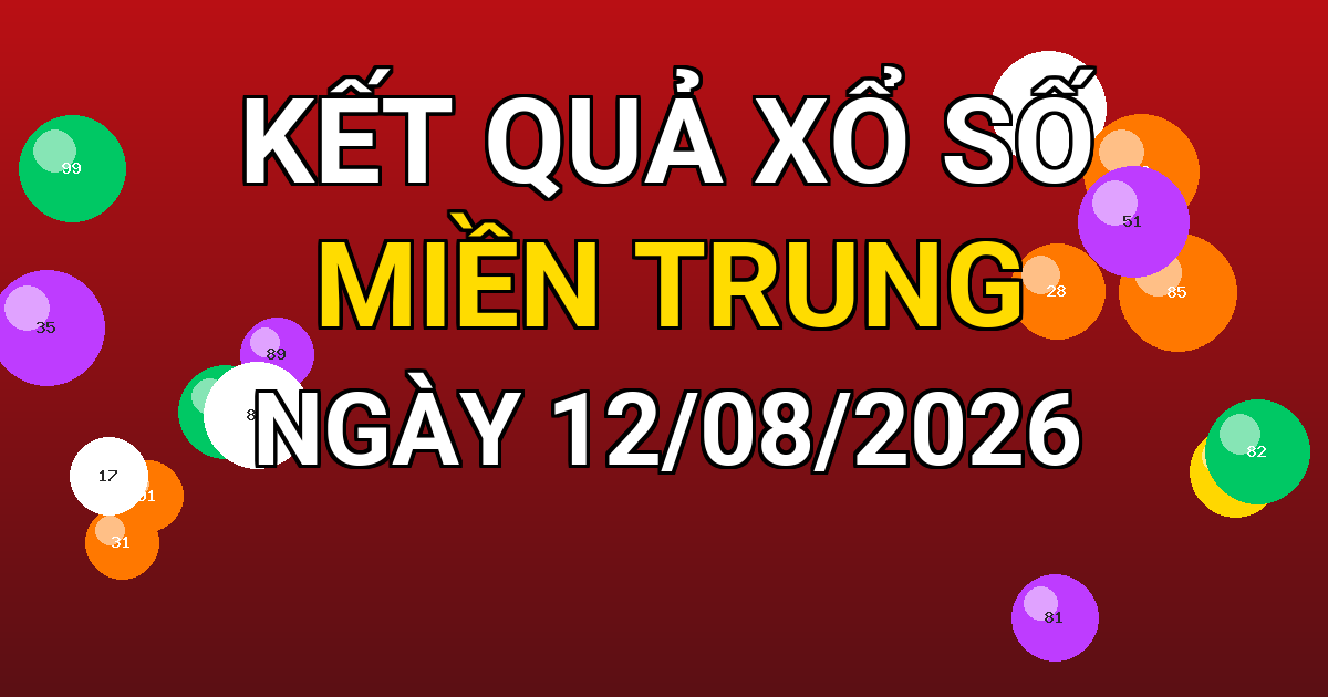 Kết quả xổ số Miền Trung ngày 12/08/2026