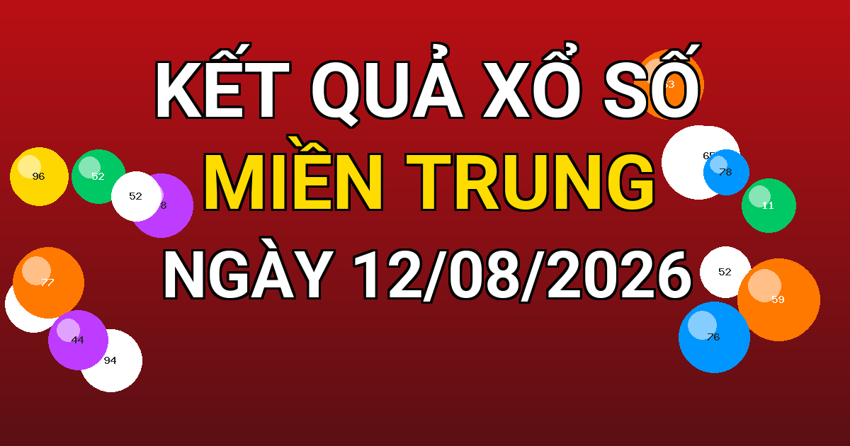 Kết quả xổ số Miền Trung ngày 12/08/2026