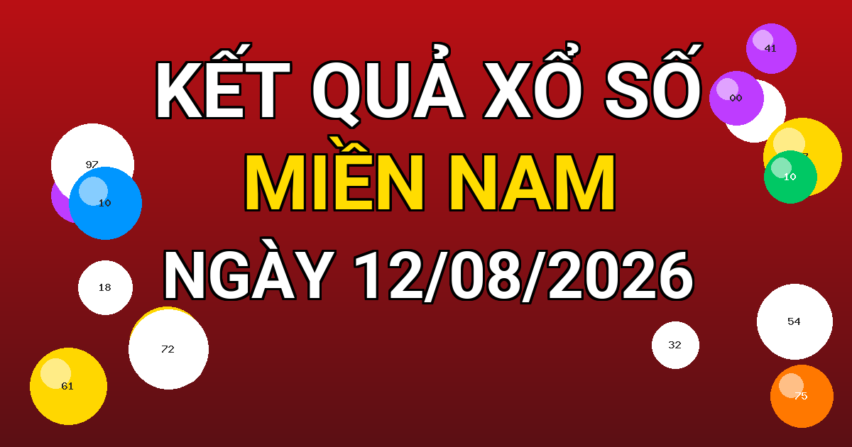 Kết quả xổ số Miền Nam ngày 12/08/2026