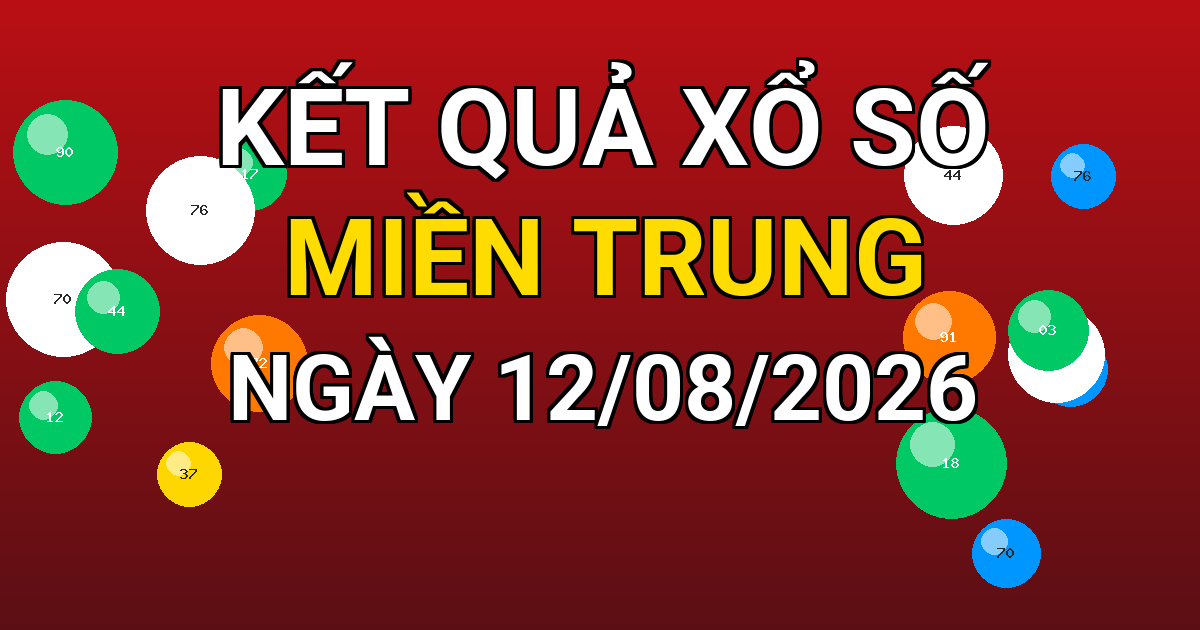 Kết quả xổ số Miền Trung ngày 12/08/2026