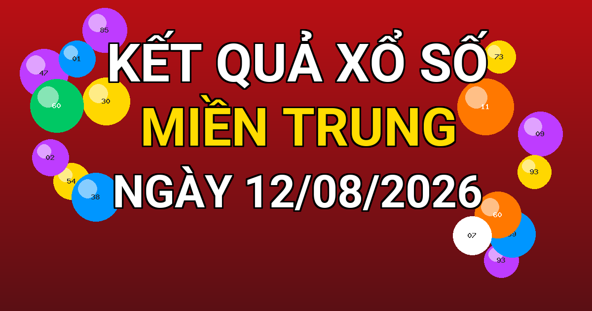 Kết quả xổ số Miền Trung ngày 12/08/2026