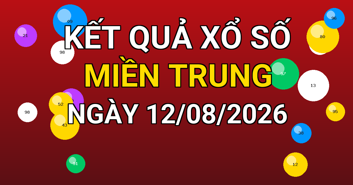 Kết quả xổ số Miền Trung ngày 12/08/2026