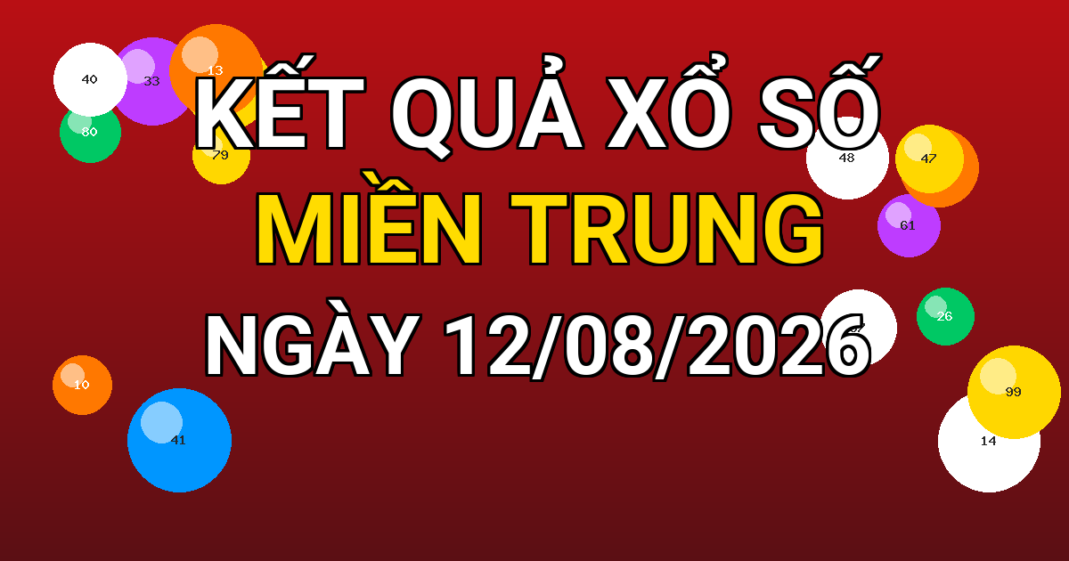 Kết quả xổ số Miền Trung ngày 12/08/2026