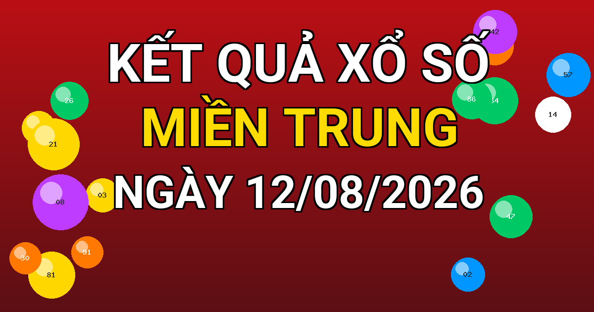Kết quả xổ số Miền Trung ngày 12/08/2026